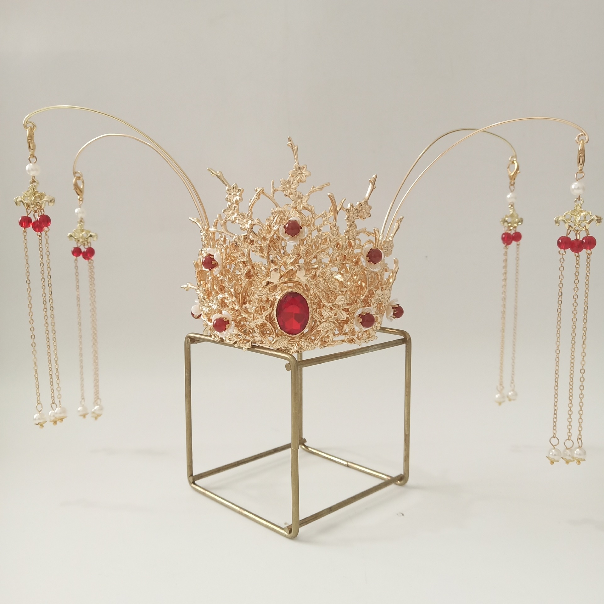 小清新气质女士汉服发冠流苏古装头饰盘发束发冠 开元盛日