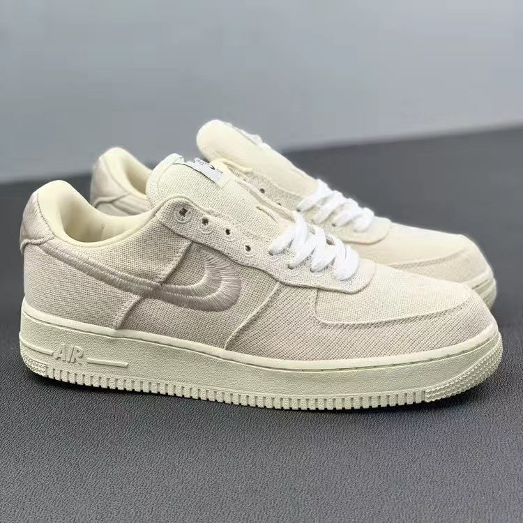 带气垫空军一号af1斯图西联名款编织刺绣低帮秋冬休闲板鞋斯图西黑色