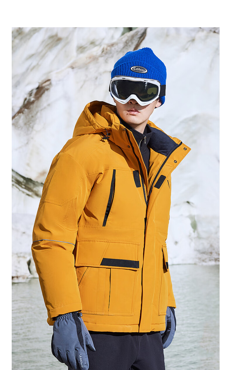 cabbeen卡宾 男装90鸭绒工装羽绒服2022秋冬新款街头复古宽松外套男女