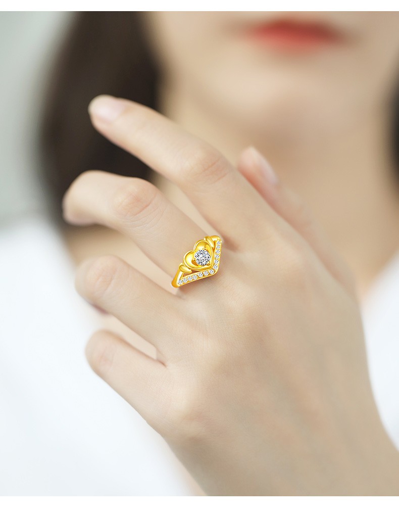 黄金戒指女999足金戒指素圈求婚订婚戒指结婚礼物送老婆 求婚结婚戒指