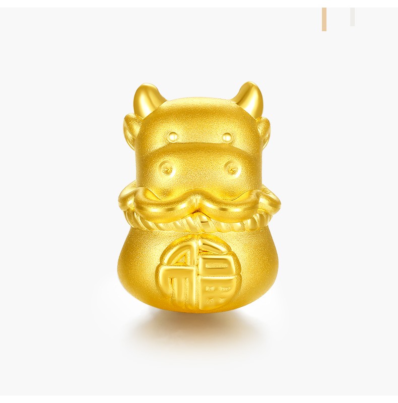 圣诞节礼物六桂福珠宝福气牛黄金转运珠3d硬金足金手绳手链手串女电商
