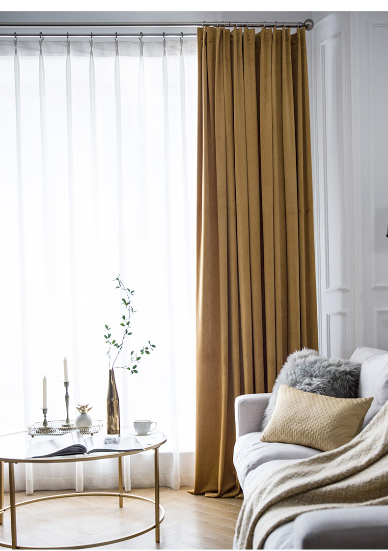 窗帘北欧简约现代轻奢风高端丝绒卧室遮光绒布天鹅绒客厅大气 深青色