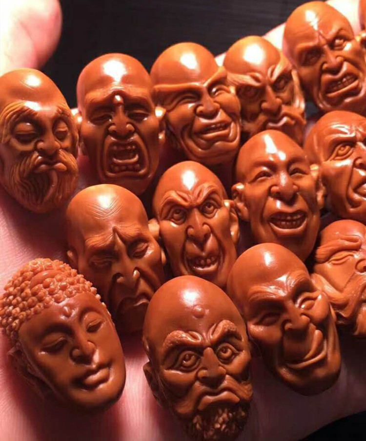 珍韵缘橄榄核手串十八罗汉长串项链舟山手工刻雕文玩橄榄胡18罗汉脖挂