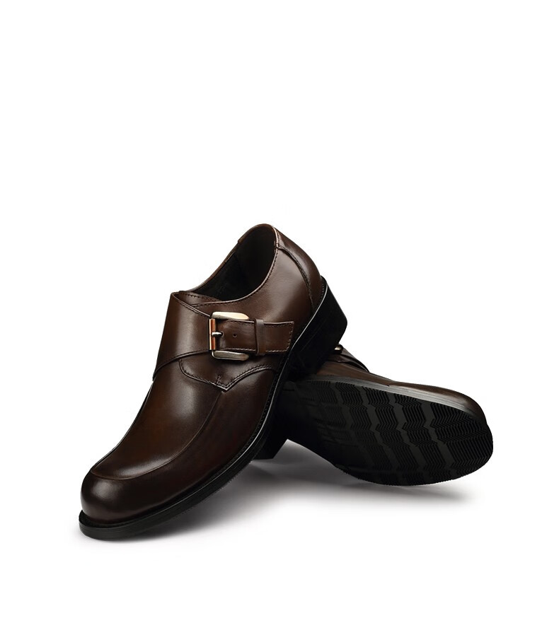 hang ten英伦圆头皮鞋男鞋【优选头层牛皮】大头皮鞋搭扣商务正装鞋