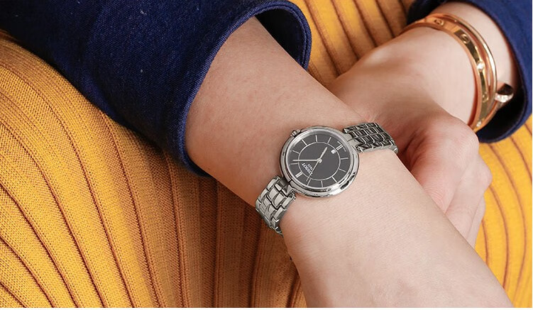 天梭1853弗拉明戈系列t094厂表带女 t094210a 装钢带表链12mm 银色