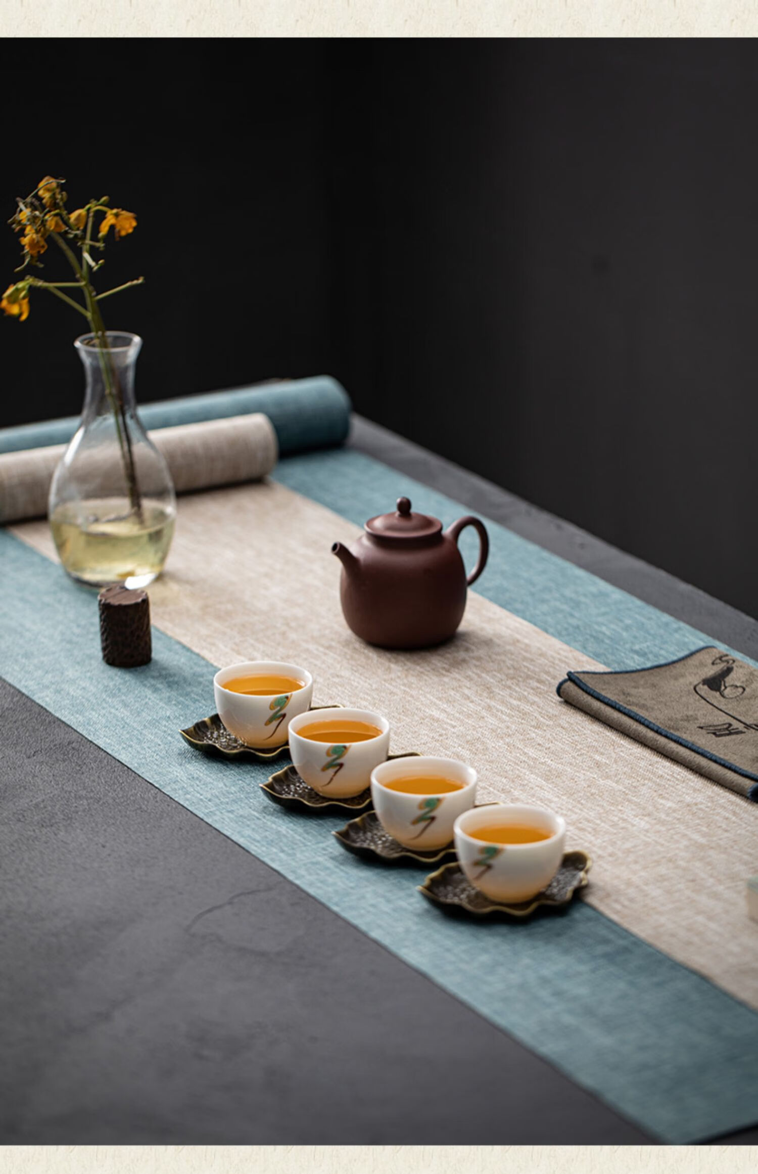 东达人 寂艺日式禅意布艺茶席家用棉麻高端中国风桌布桌旗茶桌垫布