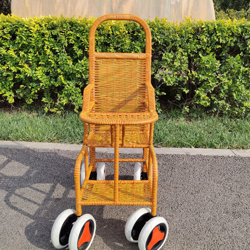 竹藤婴儿推车宝宝婴儿竹藤轻便小孩推车藤编车仿藤儿童藤椅手推车坐式