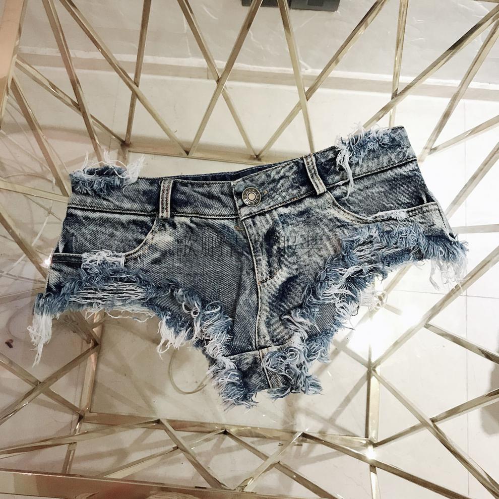 牛仔裤女生露臀超短裤露屁股辣妹装裤子主跳舞心机女热裤玫红色s