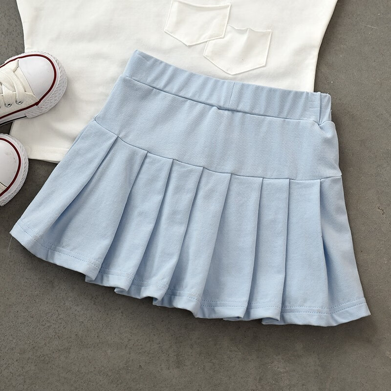裙子女童薄款半身裙小童中大童装裤裙小短裙纯色小学生小女孩青少年