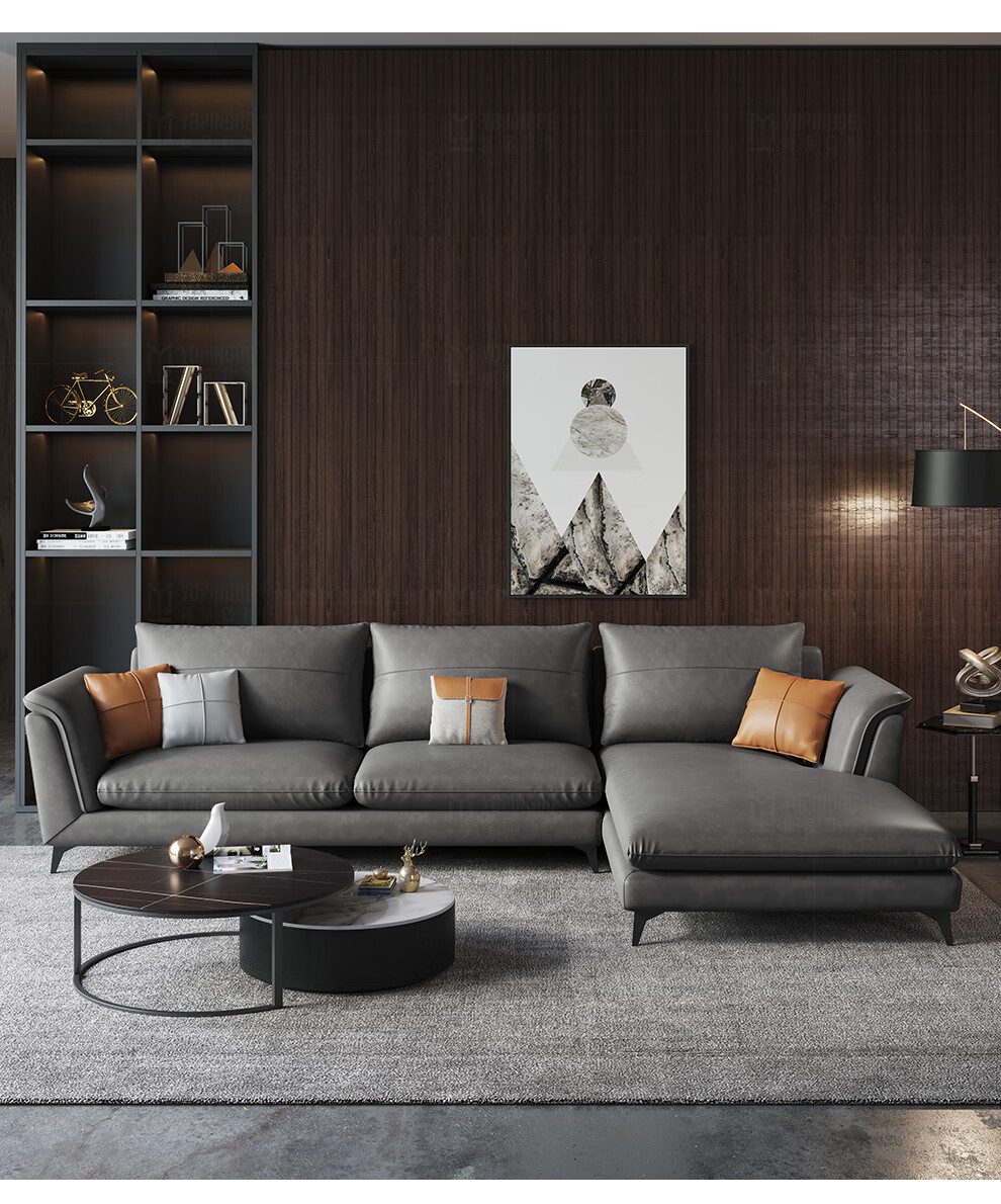 客厅北欧大小户型棉麻科技布乳胶羽绒布沙发 双人 贵妃位280*178*90cm