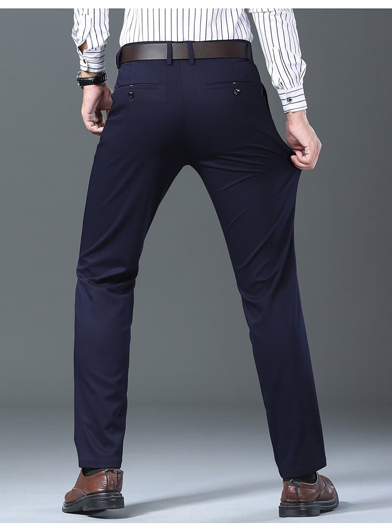 比音勒芬(biemlfdlkk)男士休闲裤秋款中青年修身弹力免烫直筒长裤商务