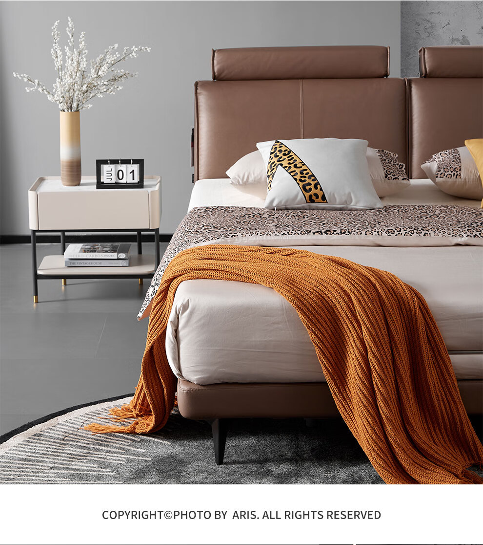 【商场同款】aris爱依瑞斯意式科技布软包双人床 21moc132/摩卡 21mo
