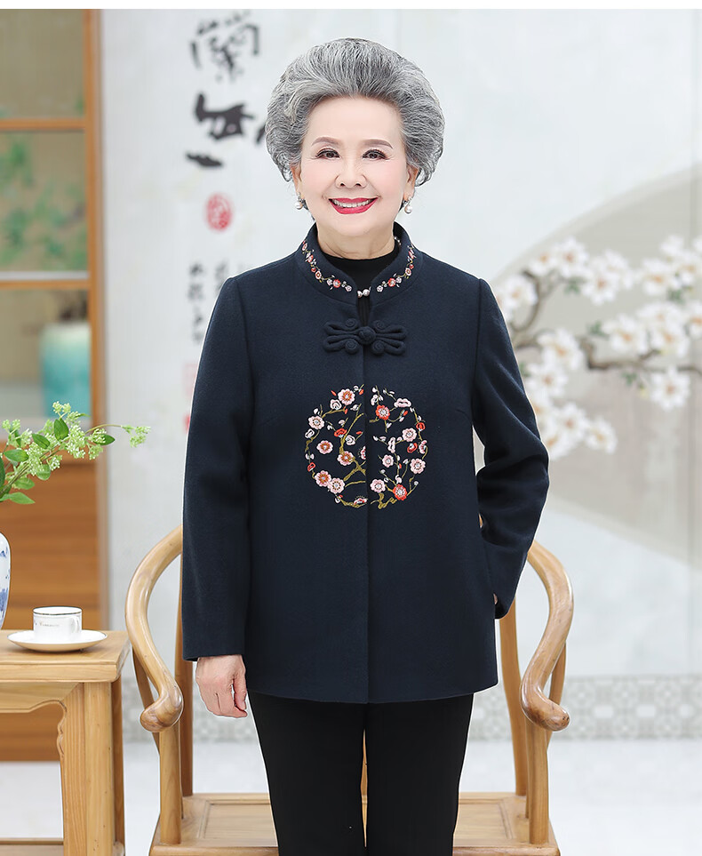 学生乐 100岁老奶奶生日冬季服装喜庆秋冬唐装外套姥姥过寿 红色 l