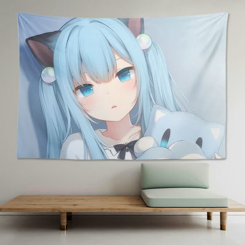 猫羽雫背景布猫羽雫背景布甘城老师挂布猫耳女孩猫娘动漫挂毯学生宿舍