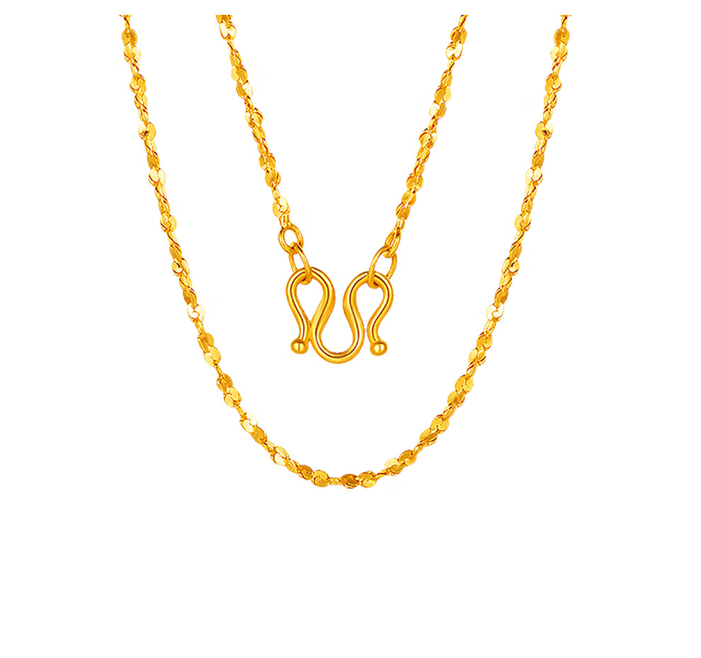 黄金满天星项链女9999足金素链闪耀金项链细款金锁骨链新款首饰 8.