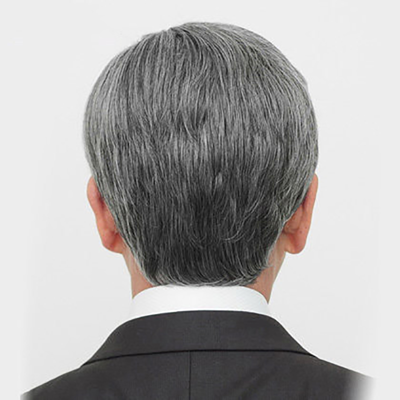 中老年男士假发 花白发黑白发短发送老人长辈 花白色【80%白发丝】