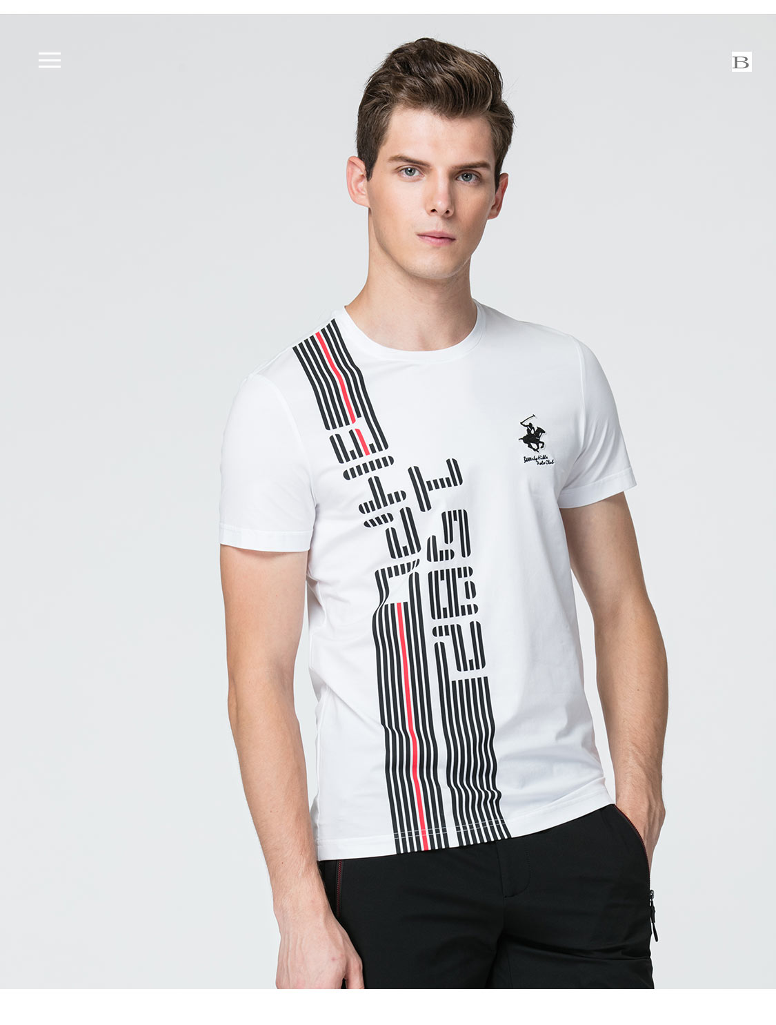 beverly hills polo club夏季男士短袖t恤修身棉 黑色 s