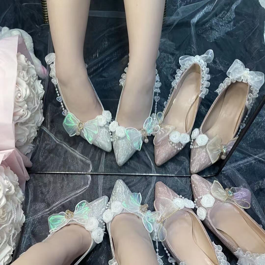 洛丽塔花嫁高跟鞋手作法式lolita高跟鞋洛丽塔成人礼cla系花嫁lo鞋