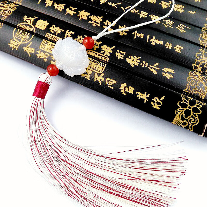 朴芬双色白玉流苏diy古风流苏穗子扇子挂件中国风扇坠车挂挂饰吊坠