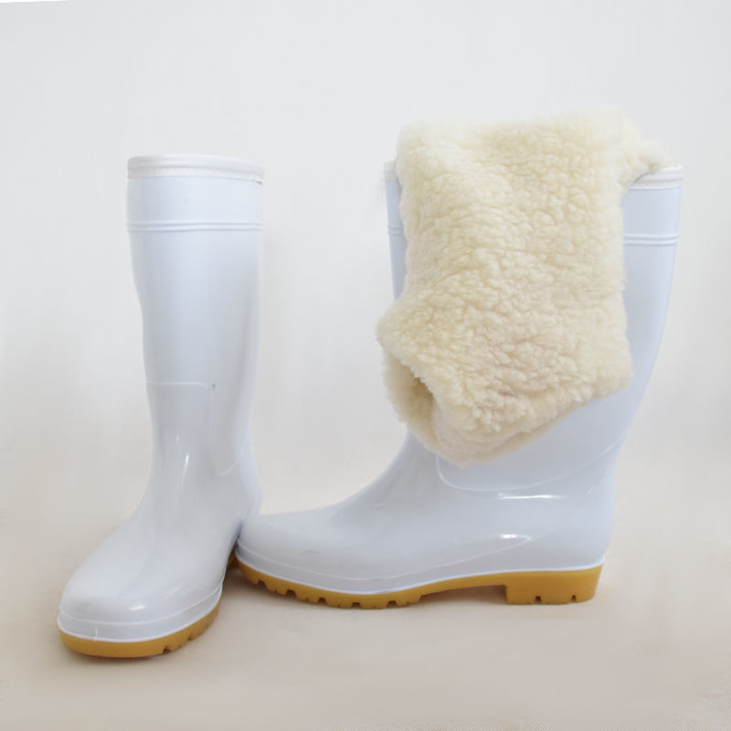 gtvipk 白色雨鞋加厚耐油防滑雨靴耐酸碱筋底食品防水加棉雨靴 白色