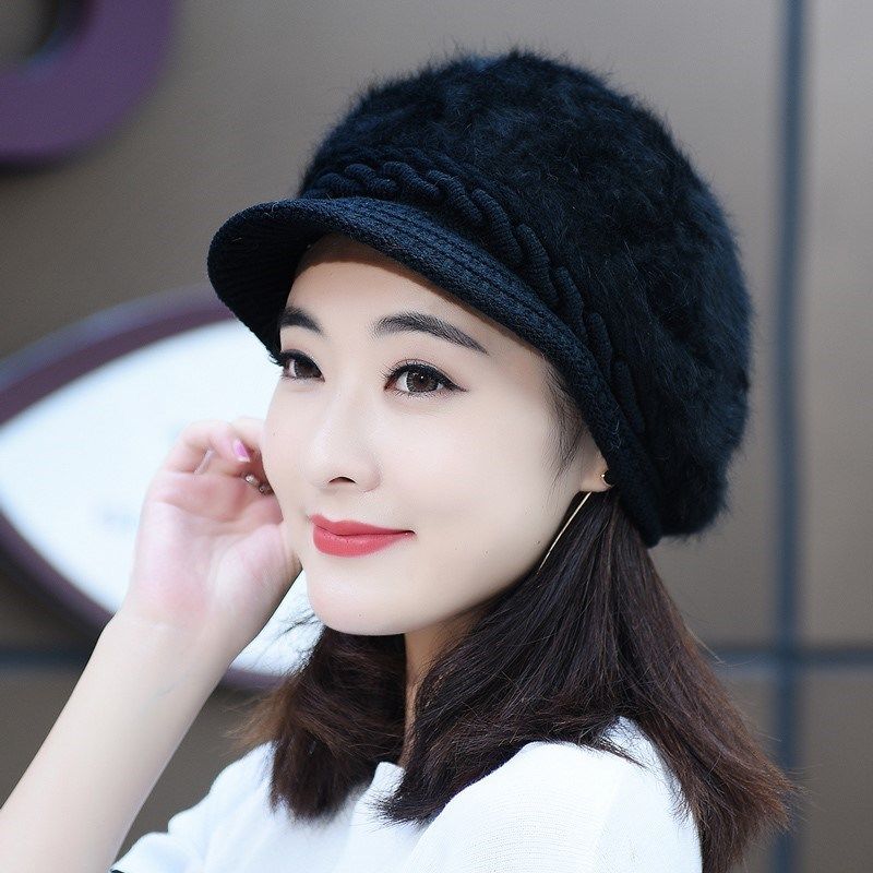 适合短发戴的帽子女士适合短发带的帽子冒子戴的帽子冬天圆脸女士韩版