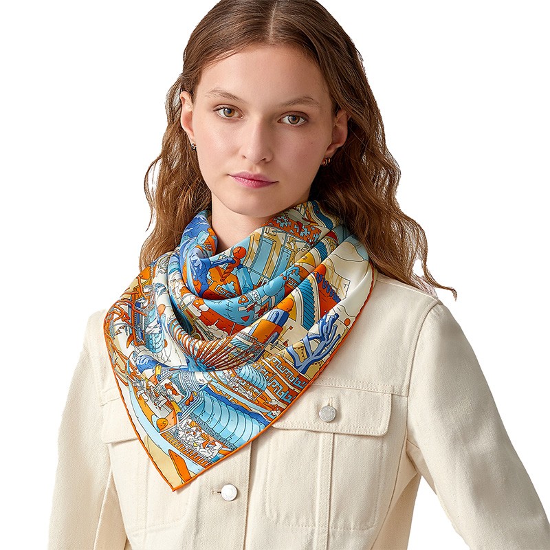 hermes/爱马仕飞马印花女士真丝方巾围巾 h003517s礼物 16预售【图片