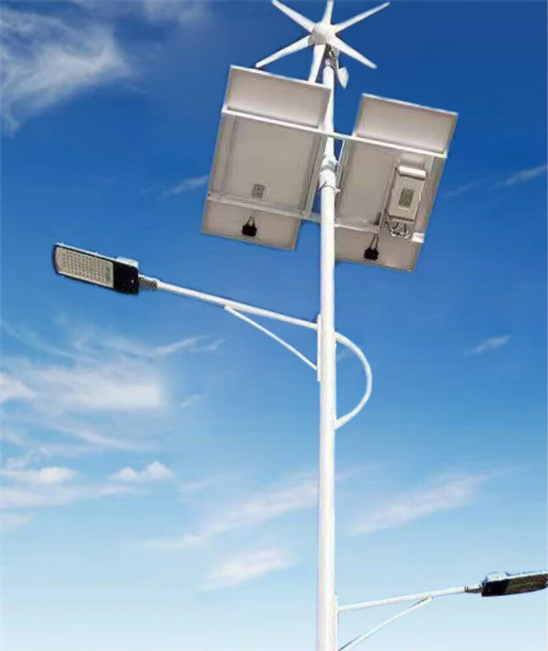 太阳能led路灯5米6米新农村户外带风机发电 6米30瓦风力太阳能全套