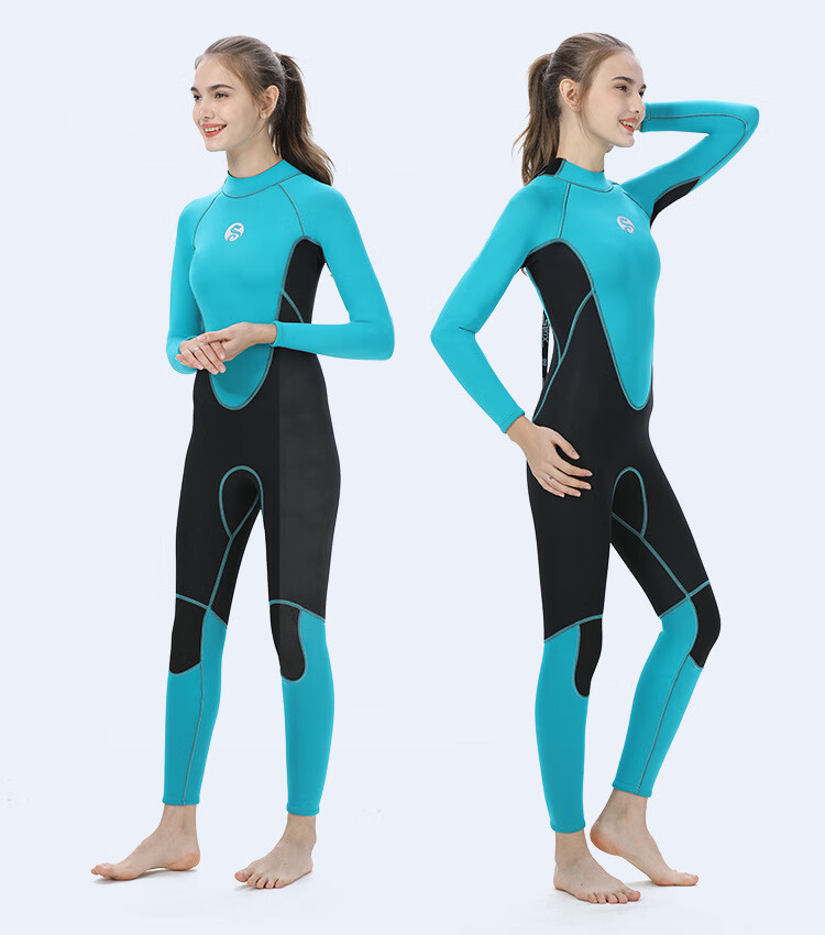 冬泳保暖泳衣 女款3mm湿式潜水服加厚长袖保暖户外冲浪冬泳显瘦连体