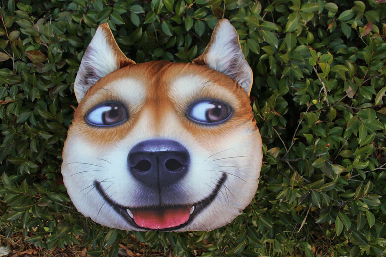 滑稽柴犬 神烦狗狗头仿真滑稽靠枕男生搞怪二哈枕头汽车靠垫 阿拉斯加