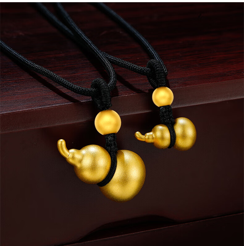 999古法金葫芦吊坠男3d硬金转运珠葫芦金首饰传承礼物女生日礼物葫芦