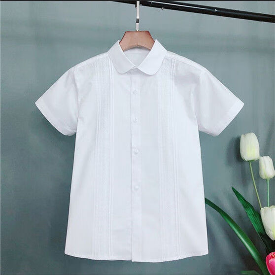 路麦恩儿童衬衫白色长袖花边圆领春秋百搭中大童小学生校服女童衬衣