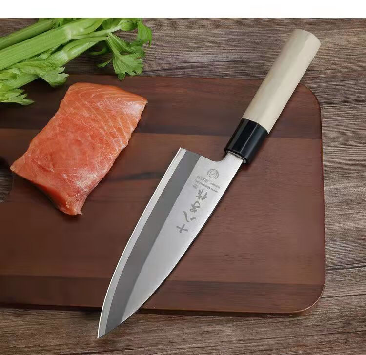日式鱼头刀加厚出刃刀杀鱼刀开背刺身刀鱼生刀杀金枪鱼刀 酒红色 60