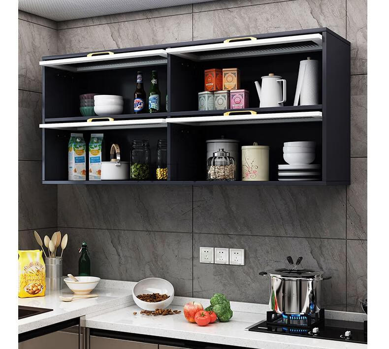 厨房吊柜 厨房吊柜下调料柜壁挂式墙柜置物架玻璃门油盐收纳储物柜