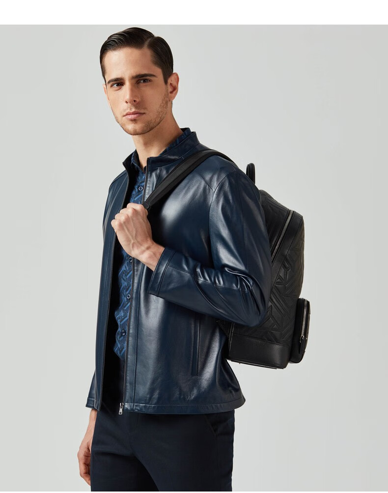 专柜同步款劲霸男装皮衣秋冬绵羊皮夹克外套专柜bplv3312hpl1334黑色