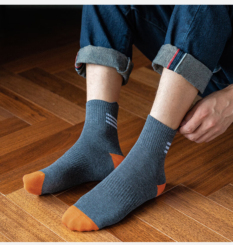 南极人10双装春夏撞色男士袜子男袜长袜男潮系运动中筒袜ins潮街头