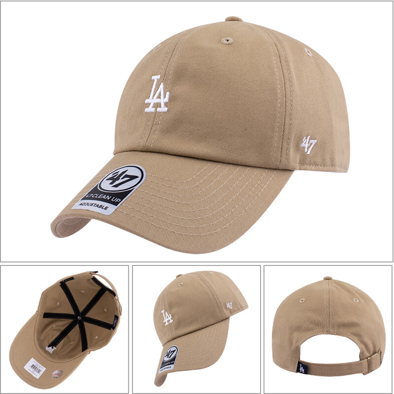 m·lb韩国潮牌47棒球帽小标la卡其色软顶ny鸭舌帽子男女款可调节同款