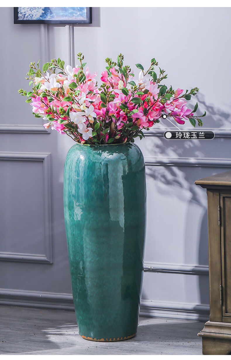 欧式陶瓷落地大花瓶简约现代花盆窑变釉客厅干花插花装饰品摆设件
