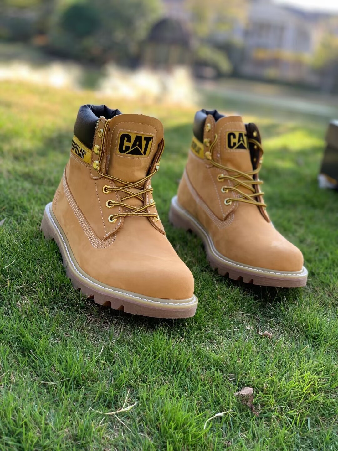 【商场同款】cat卡特大黄靴马丁靴男工装靴加绒登山固特异水晶底男鞋