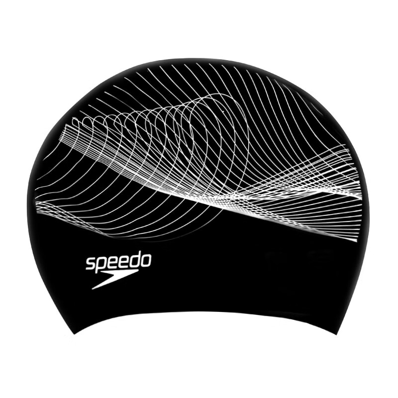 speedo速比涛新品印花长发适用泳帽训练抗氯防水游泳帽舒适游泳帽子