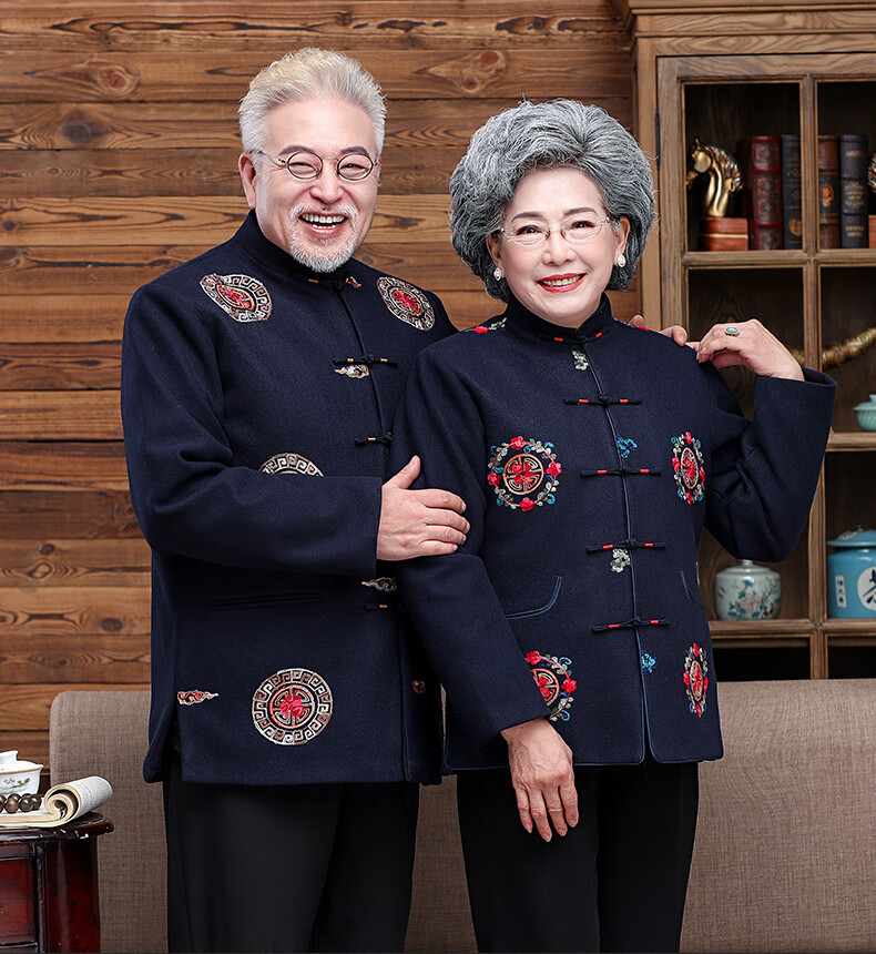 80岁老人生日大寿衣服装男爷爷奶奶情侣装男士爸爸婚礼服秋冬套装