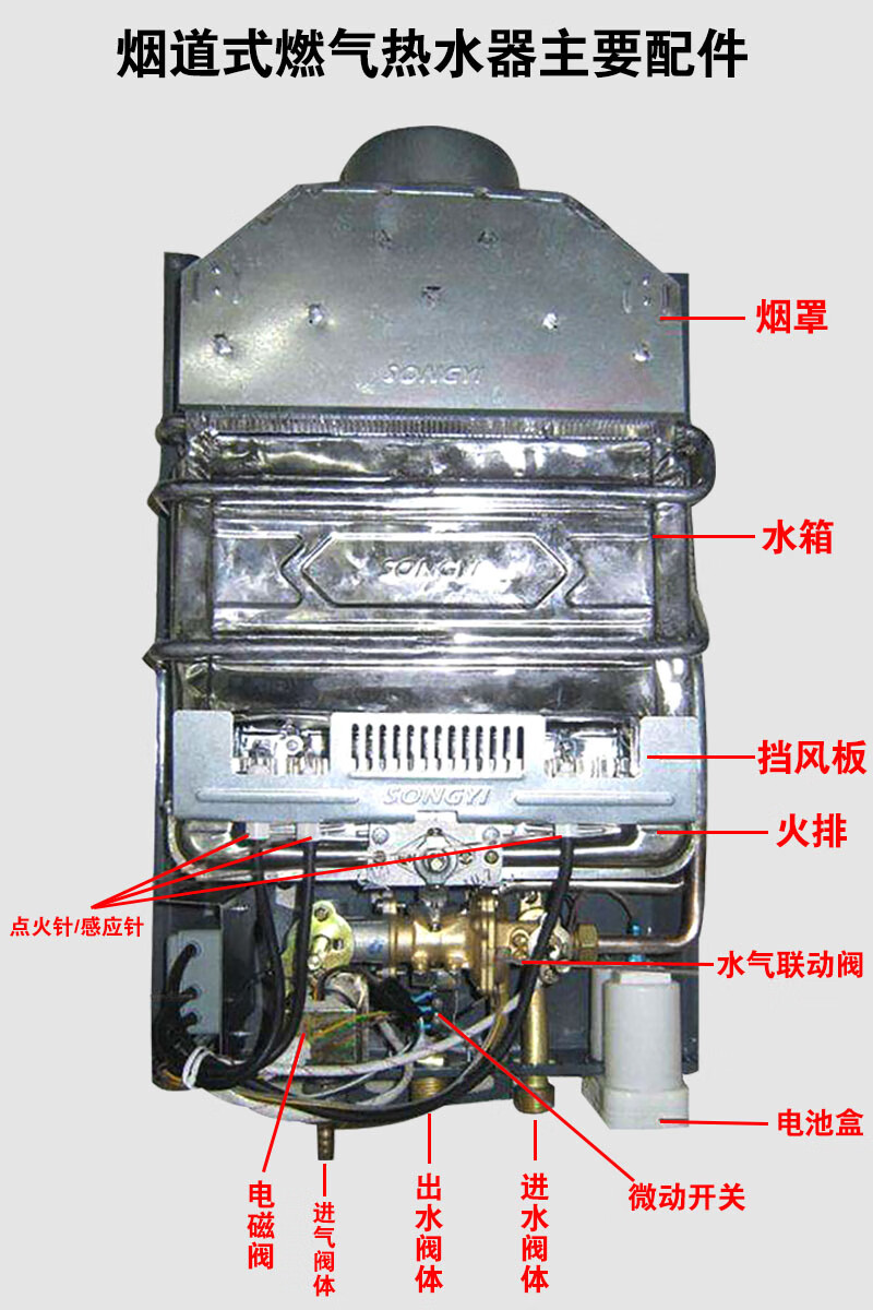 燃气热水器配件烟道式点火器通用百威长威控制器脉冲点火针电磁阀 1号