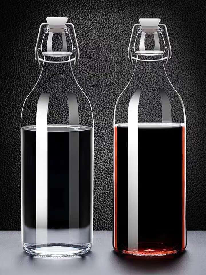 家用葡萄酒瓶空瓶大容量牛奶油瓶乐扣密封玻璃瓶红酒瓶酵素白酒瓶 500