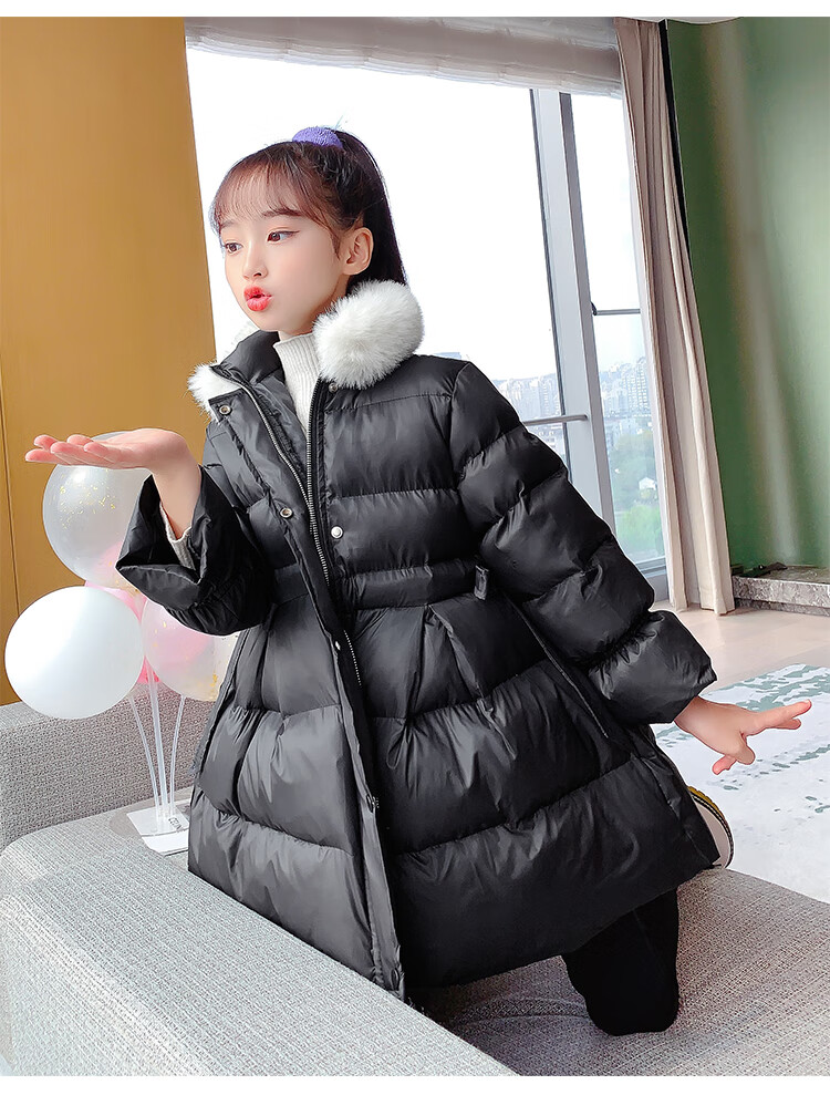 孩子穿的女童棉衣年冬季新款公主洋气中长款大童小女孩冬装棉服拜年服