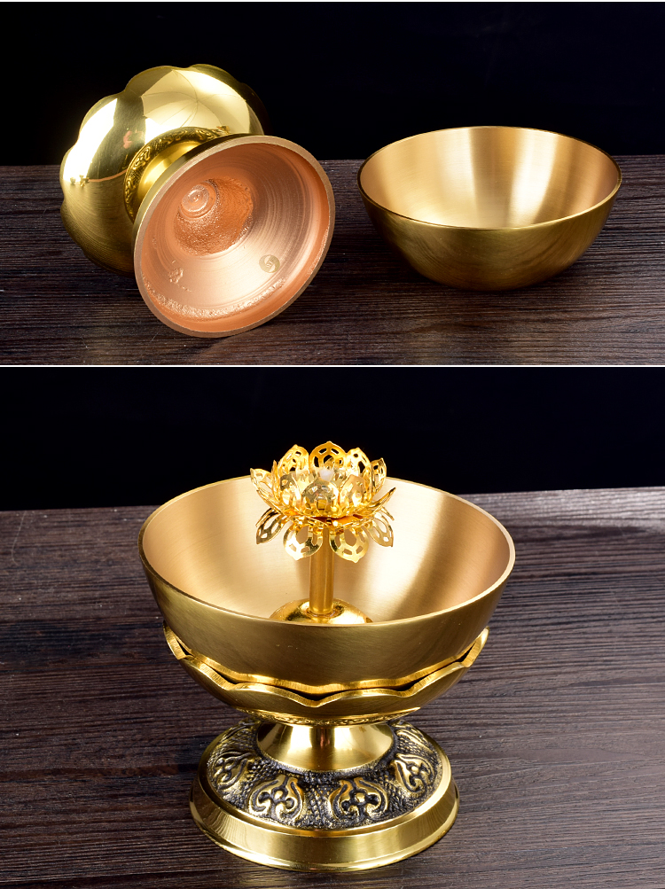 酥油灯花脚贡灯佛前长明灯佛教用品光身烛台 花脚水晶架油灯【浮漂