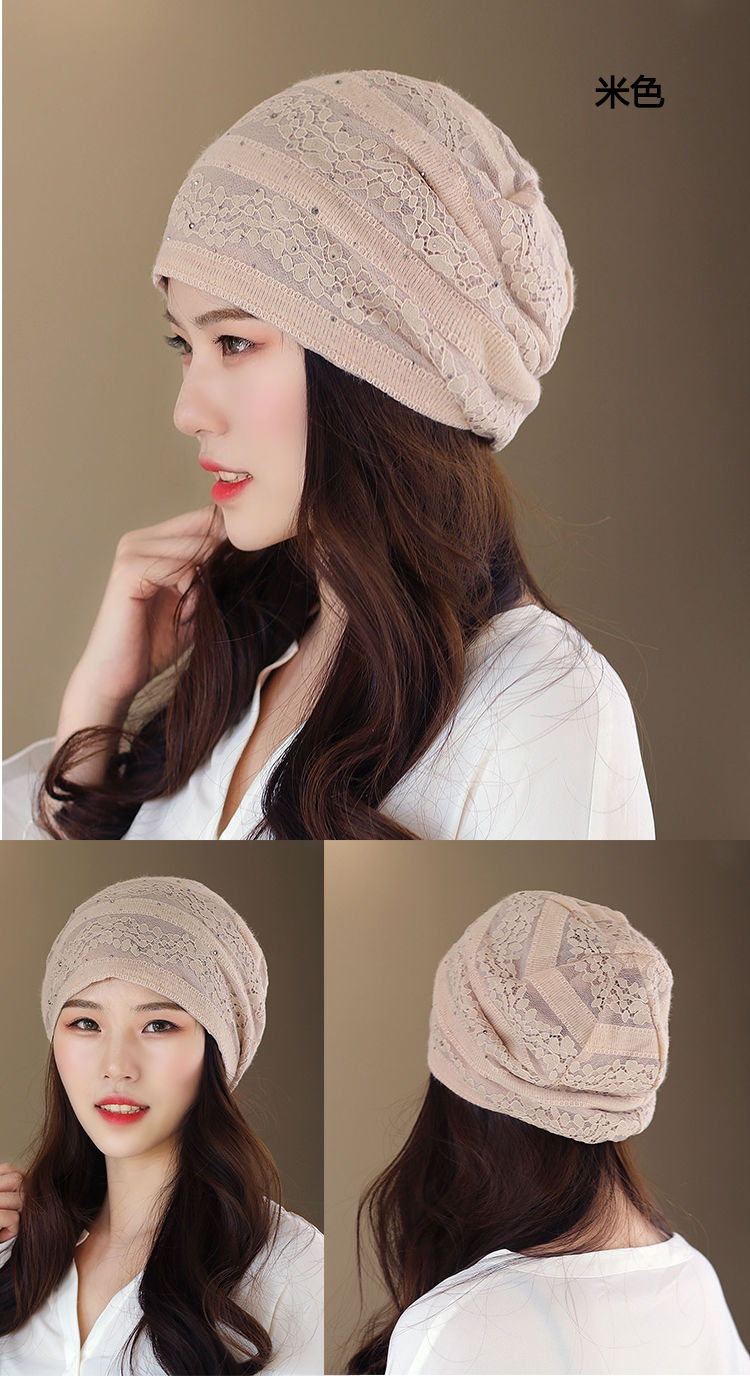 镂空帽帽子女薄款镂空蕾丝头巾帽女士透气网眼帽秋季空调睡帽防尘堆堆