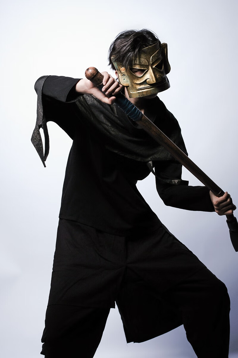 三星堆面具男女士国风汉服全脸造型舞台网红抖音91万圣节元气小猴亮