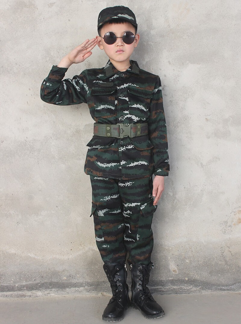 服套装儿童军训迷彩服套装夏令营衣服幼儿迷彩丛林绿长袖套装100cm