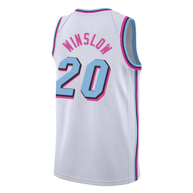 滕讯体育nba全 19赛季新款热火队烫印城市版20号温斯洛球衣定制篮球服