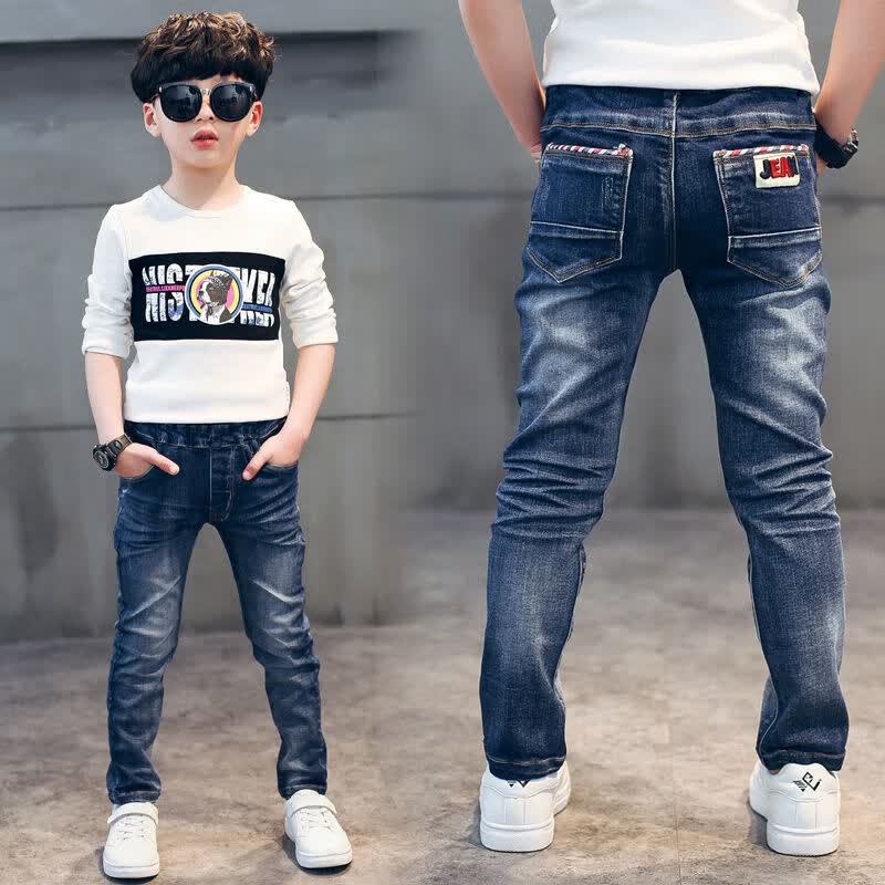 男大童软牛仔裤2020新款中大儿童春秋款长裤儿童男孩潮牛仔长裤子双向