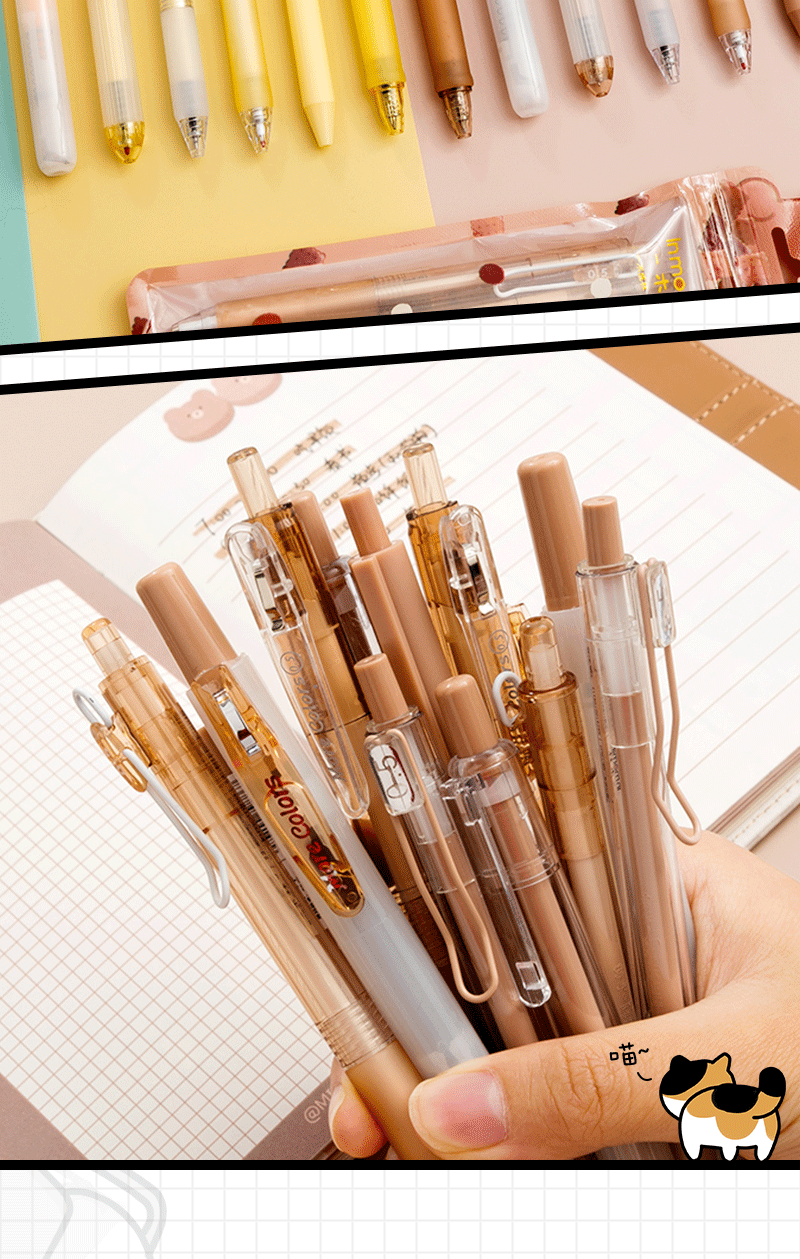 一木林刷题笔ins日系按动中性笔st笔头顺滑学生用速干黑色水笔女生款